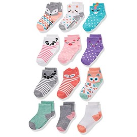 CHEROKEE Calcetines cortos para niñas, 12 unidades, Critters multipop up, 2 Años-4 Años
