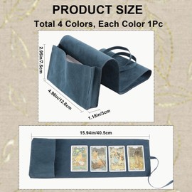 CREATCABIN 4Pcs Velvet Tarot Bags Set Tarot Card Storage Holder Bag Case Tarot Spread Cloth Wrap and Pouches Card Holders for Tarot Cards Oracle Deck Playing Cards 4 Colors 2.95x4.96Inch