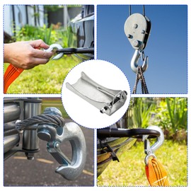 M METERXITY 2 Pack Hook Safety Latch Kit - Clevis Slip Hook Receiver Hitch Replacement Apply to Towing Lifting Hook Trailer/Crane (3.7" Long, Silver)