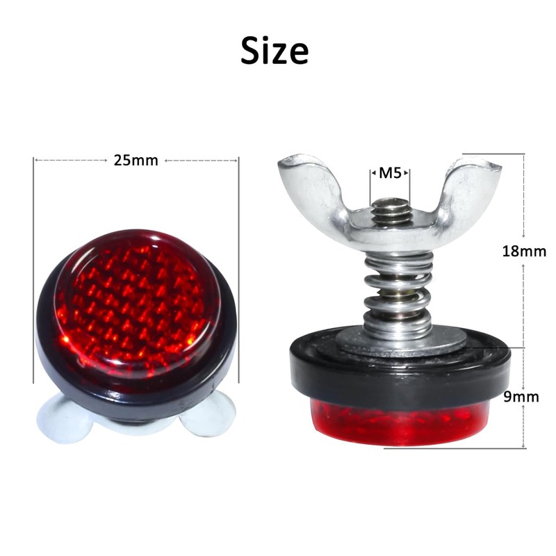 Red Reflector Motorcycle License Plate Screws - Set of 4
