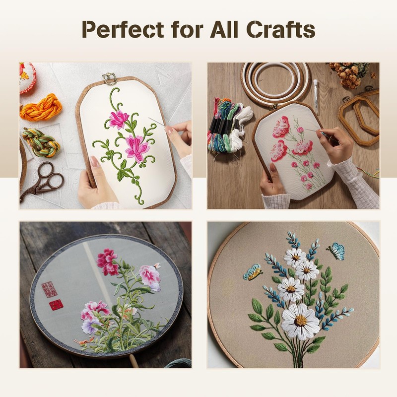 YOFAPA 9 Pcs Embroidery Hoops, Flexible Round Cross Stitch Hoops,