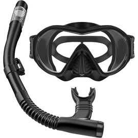 UPhitnis Adult Snorkel Set, Anti-Leak Diving Goggles with Snorkel for Snorkelling, Swimming and Diving, Anti-Fog Panorama, Wide View, Dry Snorkel Set for Men and Women