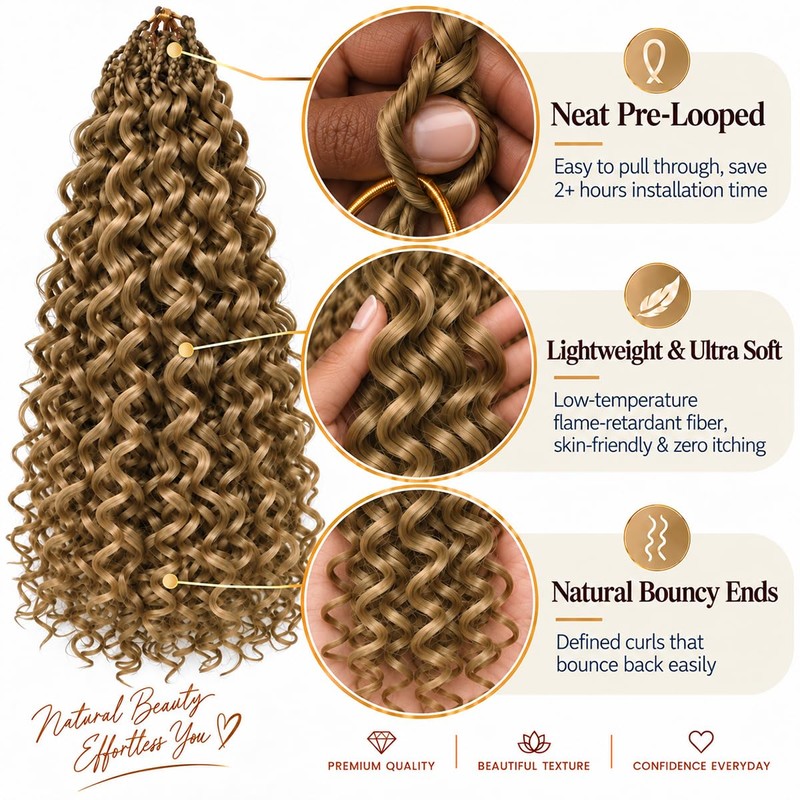 Pre Looped GoGo Curl Crochet Hair for Women 18" 8Packs