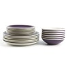 HomeVss Rock Ridge Speckled Stoneware Dinnerware Set (18pc Set, Violet