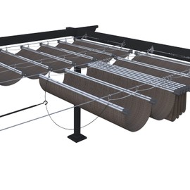 ECOOPTS 4'x12' Retractable Wave Sun Shade Canopy Pergola Cover Shade Sail Awning for Patio Porch Garden Yard Deck Outdoor (Brown)