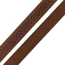 Mandala Crafts 1 Inch Elastic Silicone Gripper Tape for Clothing - 10 Yds Dotted Non Slip Elastic Band for Sewing - Brown Silicone Flat Fabric Stretchy Ribbon Straps