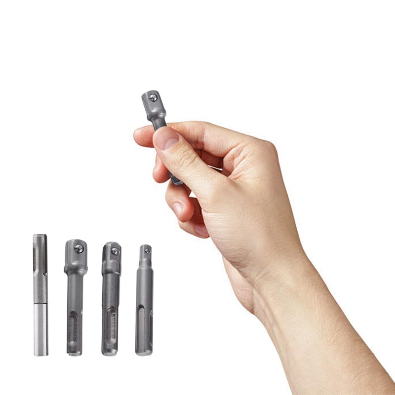 4Pcs SDS Plus Socket Adapter Set, 1/4" Hex Socket Adaptor