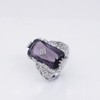 Luxury Fashion Rectangular Natural Amethyst Princess Ring in 925 Silver