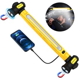 TRQWH Mechanic Work Light Under Hood Work Light Bar with Hooks - 3200LM 6000mAh Rechargeable Portable Magnetic LED Worklight for Car Repairing Garage Workshop Camping, Yellow
