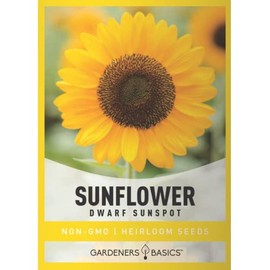 Gardeners Basics, Dwarf Sunflower Seeds for Planting Flowers - (Yellow Sunspot) is an Open-Pollinated, Non-GMO Sun Flower Variety- Dwarf Yellow Sunflower Seeds Great for Outdoor Flower Gardening