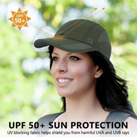 TITECOUGO Running Cap Summer Sun Hat Dri Fit Workout Cooling Hats Truck Hat Hiking for Golf Hiking Outdoor Camping Gym Tennis Travel Cycling Horse Fishing Walking Army Green M