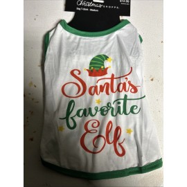 Christmas Shoppe Medium "Santa's Favorite Elf" dog shirt-new