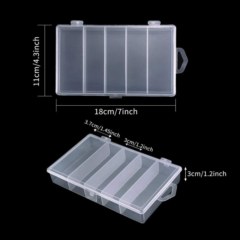 Newbested 4 Pack 5 Grid Clear Plastic Fishing Tackle Bait