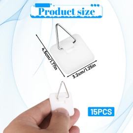 Grevosea 15 Pcs Wall Plate Hangers, Adhesive Picture Hangers Frame Hangers Without Nails Picture Hanging Hooks Plate Holders for Displaying Decorative Plates and Wall Art