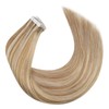 Moresoo Tape-In Hair Extensions, Real Hair, Blonde Streaked, Remy Hair,