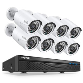 SANNCE 4K 8CH PoE Security System, 8CH 3MP Surveillance NVR with H.264+ Video Compression, 8PCS 1080P HD Weatherproof Cameras with Smart IR LED, APP Push Alert, Remote Access (Without HDD)