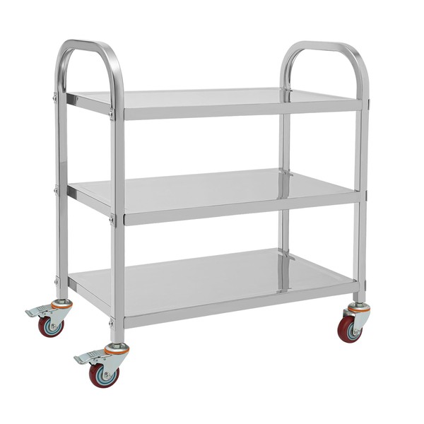 Heavy Duty Stainless Steel Utility cart, Industrial Serving Cart W/