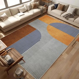 Geometric Area Rug 5x7 Boho Carpet Rug Neutral Machine Washable Large Floor Rugs Rectangle Print Soft Non Slip Rug for Entryway Living Room Bedroom Dinning Room Kitchen Home Decor 5'x7'