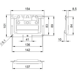 Adam Hall Hardware 34082 BLK Folding Handle Medium Spring-Loaded in Installation Tray Black Powder Coated 8 mm Deep