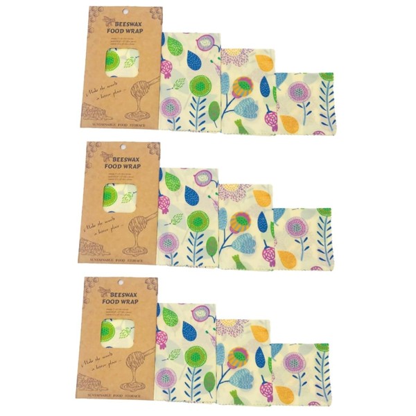 Beavorty 3sets Beeswax Food Wraps Reusable Packing Cloth Large Beeswax
