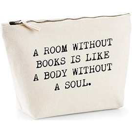 Hippowarehouse A room without books is like a body without a soul printed make up cosmetic wash bag 18x19x9cm