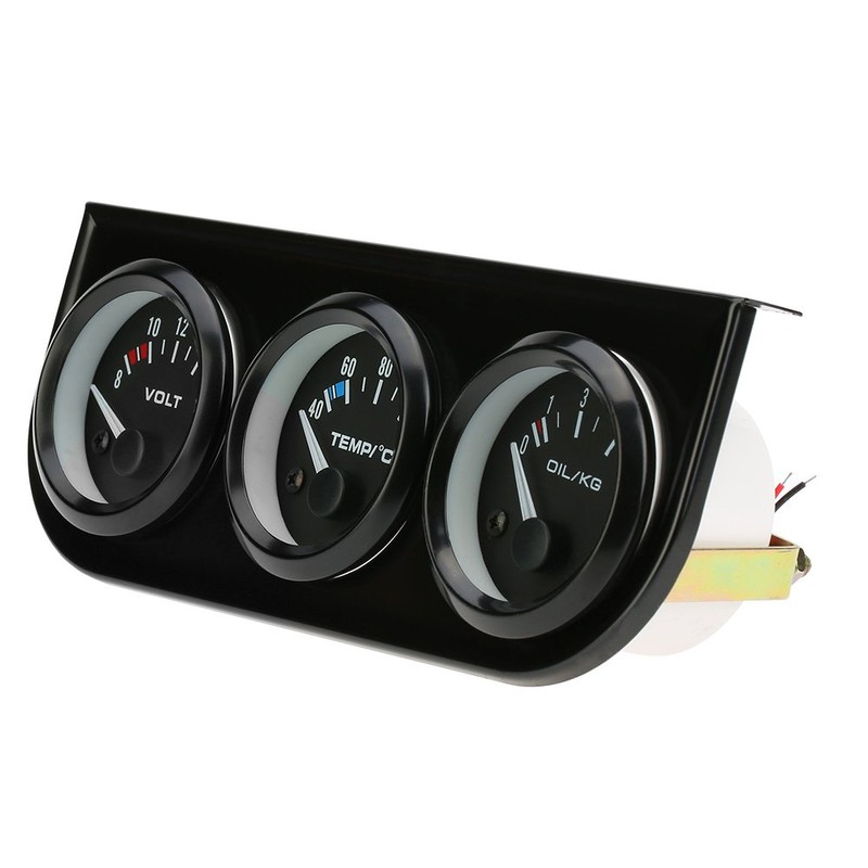 Shkalacar 52 mm Electronic Triple Gauge Kit, Oil Pressure Water