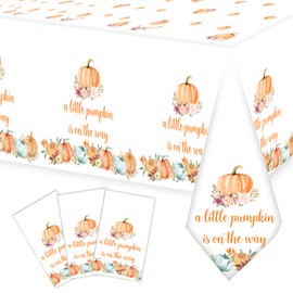 A Little Pumpkin is On The Way Tablecloths,Pumpkin Table Cover A Little Pumpkin is On The Way Baby Shower Party Decorations,Little Pumpkin Baby Shower Gender Reveal Party Decorations,51"x108"(3 Packs)