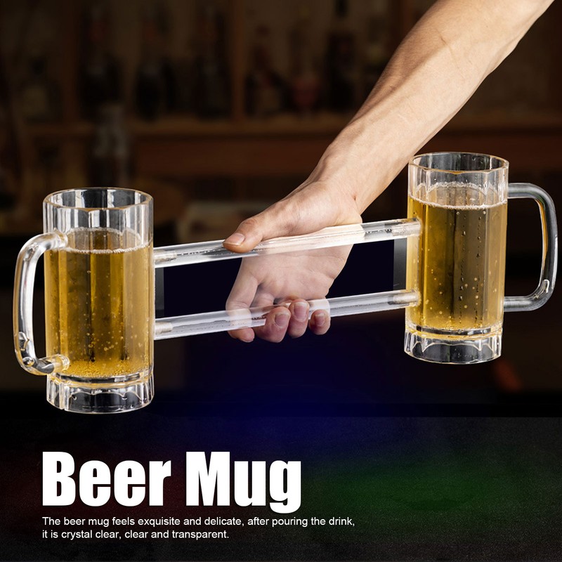 Beer Mug Acrylic Double Conjoined Beer Glass with Handle for
