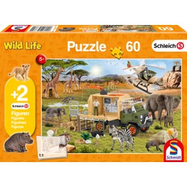 Schmidt Spiele CGS 56384 Schleich Adventure Animal Rescue 60 Pieces Children's Puzzle with Two Original Figures, Colourful, Multicoloured, Standard Size