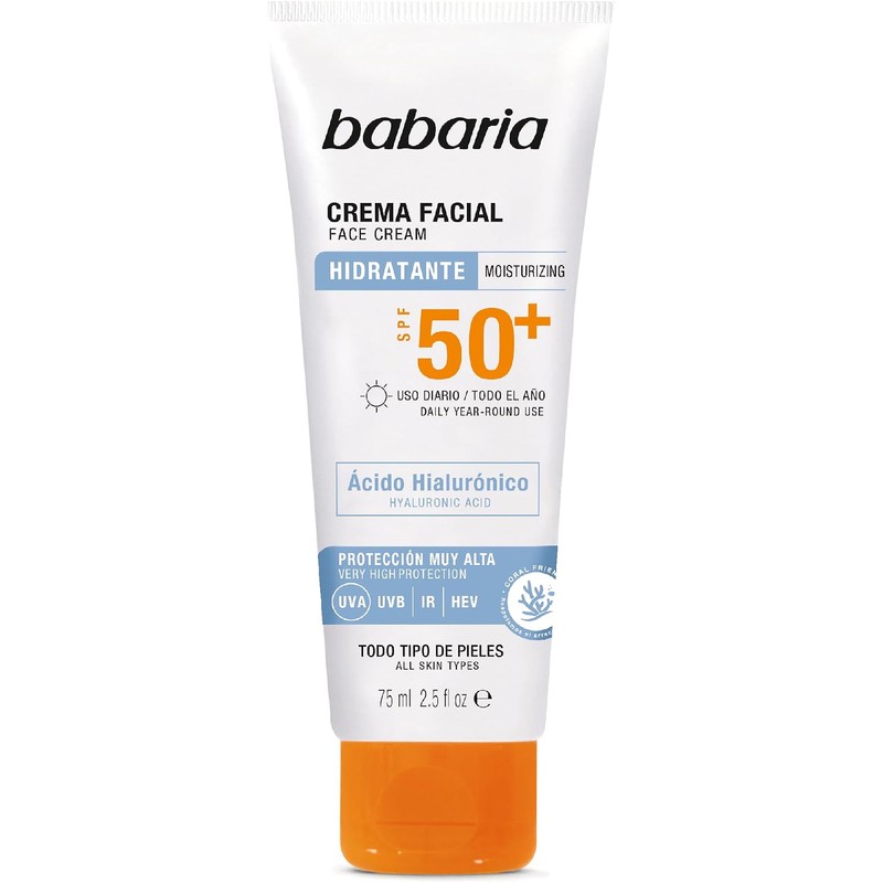Babaria - Bloqueador Solar Facial FPS 50 con Ácido Hialurónico