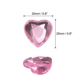 MECCANIXITY 40 Pcs Acrylic Heart Rhinestone 20mm Flat Back Plastic Gems Jewelry Stickers for Craft Bead Face Painting Costume Jewelry Making Light Pink