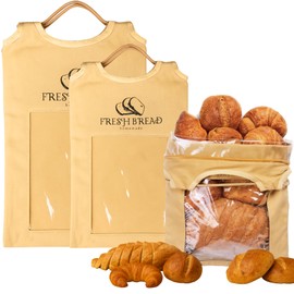 Reusable Linen Bread Bags for Homemade & Sourdough Bread – 2 Pack (XL & XXL) | Cloth Bread Bags with Clear Window, Zipper & Handle – Eco-Friendly Bread Storage Bags