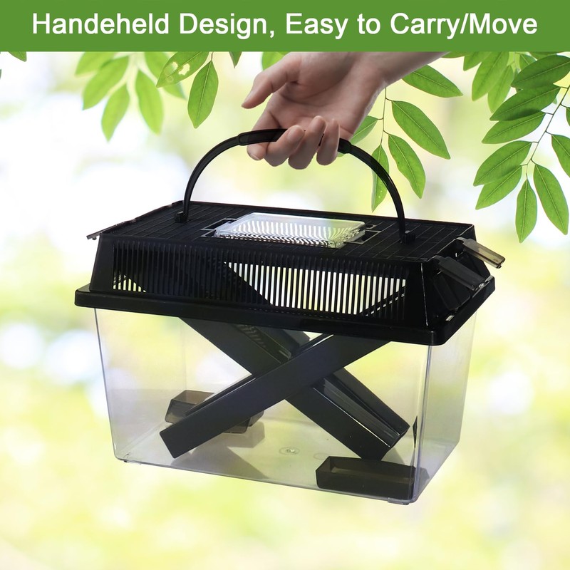 NANEEZOO Cricket Keeper, Equipped with Water & Food Feeding Dish,