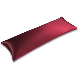 LIFCOM Satin Pillowcase for Hair and Skin,Body Burgundy 20x54 Inches Set of 1，Similar to Silk,Silky Feel Satin Pillow Cover 1 Pack with Envelope Closure(20"×54", Burgundy)