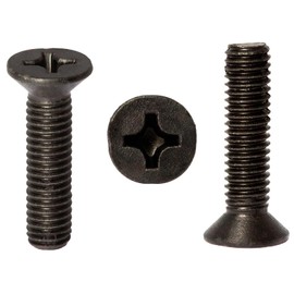 M6 (6mm x 30mm) Black Zinc Flake Phillips Countersunk Machine Screws Metric Flat Head Steel Fully Threaded DIN 965 (Pack of 20)