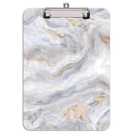 Hongri Plastic Clipboard, Standard A4 Letter Size for Students, Teacher, Woman and Kids, Low Profile Clip, Decorative Clipboards, Cute Clipboard Custom Pattern, Size 9" x 12.5", Rippled Marble