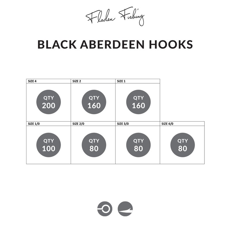 FLADEN - Black Aberdeen Sea Fishing Hooks Bulk Packs Barbed