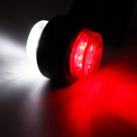 NP 2X Truck Trailer LED Elbow Rubber Side Marker Light White Red Outline Clearance Indicator Lamp for Lorry Van Caravans