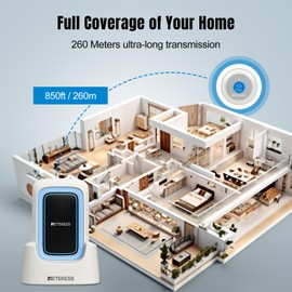Retekess TH109 Caregiver Pager, Nurse Call Button, Low Battery Reminder, Adjustable Volume, 1 Host and Rechargeable Base 1 Call Bell for Elderly at Home, Patients