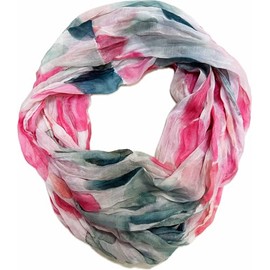 J26 Flower Mandala Colour Gradient Circle Silk Summer Loop Gradient Rainbow Silk Plain Round Scarf Tube Scarf Stole Scarf Lightweight 2025 New, Dotsh Pink