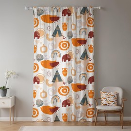ggaimwf Boho Nursery Curtains Animal Elephant Rainbow Modern Hippie Pencil Pleat Patterned Curtains Room Divider Baby Curtains for Nursery Schools Bedroom Playroom Door Curtains 1 Panel 135x229cm