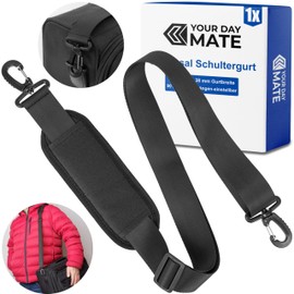 Universal Shoulder Strap, Adjustable Length, Shoulder Pads, Ladder Buckle, Bag Hook, Replacement Shoulder Strap Strap Band, 90 - 160 cm, 38 mm, V1 black, 1 piece