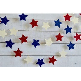 Old Glory Star garland, red white and blue star garland, 4th of July decorations,