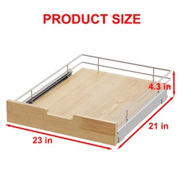Sikarou Pull Out Cabinet Organizer,Heavy-Duty Slide Out Shelf, Wood And Wire Basket, Pull Out Drawer for for Kitchen Under Sink Space, Pantry, Bathroom (23 * 21 WM)