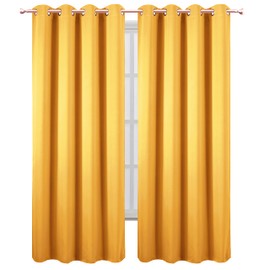 LEMOMO Yellow Blackout Curtains/52 x 108 Inch/Set of 2 Panels Thermal Insulated Room Darkening Curtains for Bedroom
