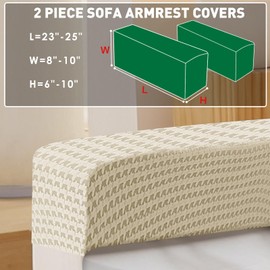 MAXIJIN Couch Cushion Covers Armrest Cover - Stretch Sectional Sofa L Shape Furniture Protector - Anti Slip, Wear Resistant, Pet-Friendly, Machine Washable (2PC Couch Arm Cover, Beige)