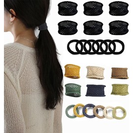 BetterJonny Hair Rubber Set of 12, Korean Style, Stylish, High Elasticity, Non-marking Hair Accessories, Women's, Simplified, Solid, Elegant (Black, 6 Pieces, 6 Colors)