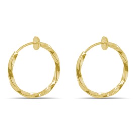 Clip On Spring Hoop Earrings for Non-Pierced Ears (17mm, Gold-Tone Twisted)
