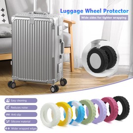 UMUST 8Pcs Luggage Wheel Covers,Silicone Suitcase Wheel Cover for 2-2.4'' Spinner Wheel, Carry On Luggage Wheels Protector,Upgrade Suitcase Wheels Protective,Essential Travel Accessories（Black）