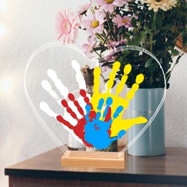 Blevla Family Handprint Kit - Baby Hand and Footprint Kit, Gift for New and Expecting Parents - Family Gifts Ideas - DIY Craft Newborn Keepsake Baby Shower Gifts - 4 Non-Toxic Paints (Heart)